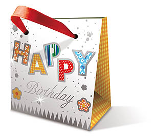 Papiertaschen mini 7,8x4,8x8cm Happy Birthday